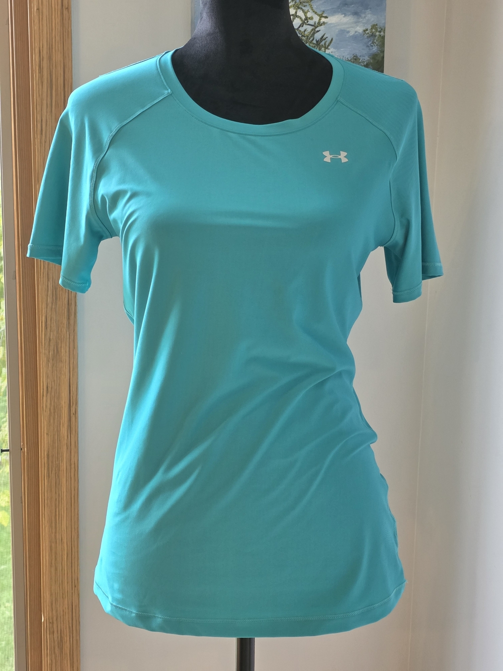 Under Armour Women's HeatGear Armour Short Sleeve Shirt In Teal-Women's Small